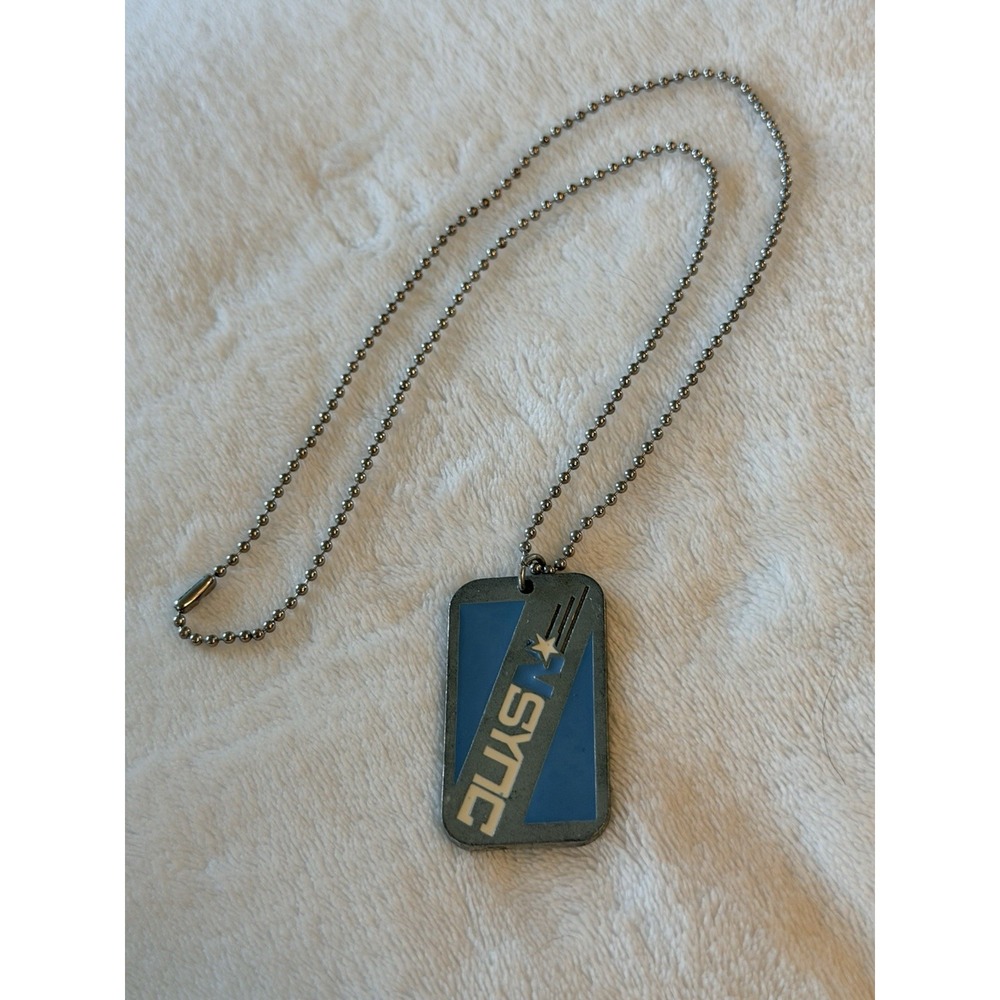 Vintage NSYNC N Sync Tour OFFICIAL Dog Tag Necklace Timberlake Fatone Chasez